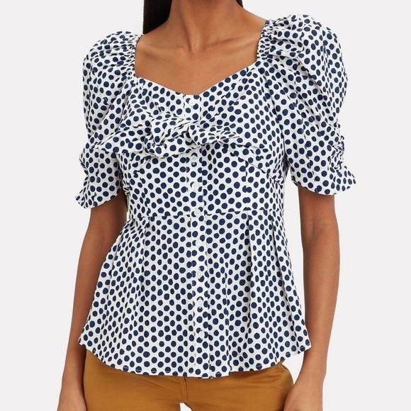 Sea New York Tops - Sea New York 100% Cotton Button Tie Front Puff Sleeve Blouse Size 6